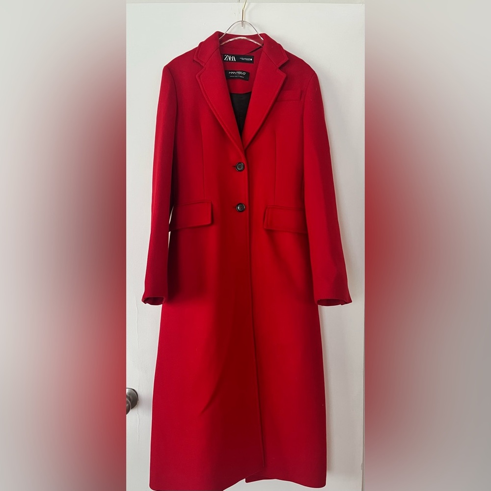 Zara red wool coat.